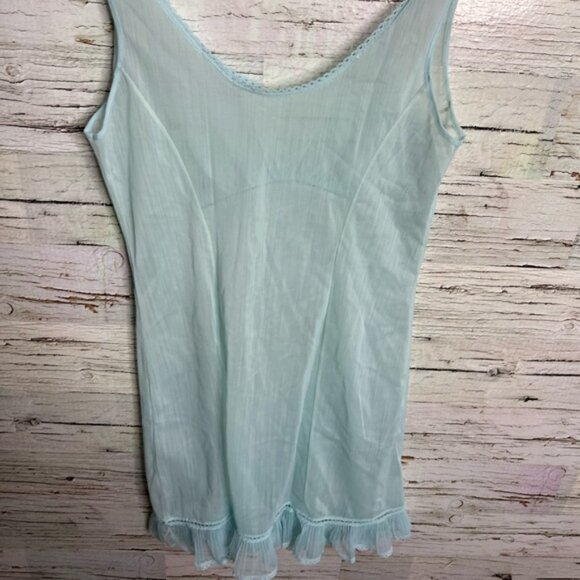 Vintage blue night gown slip chemise bow sheer size medium - Picture 6 of 8